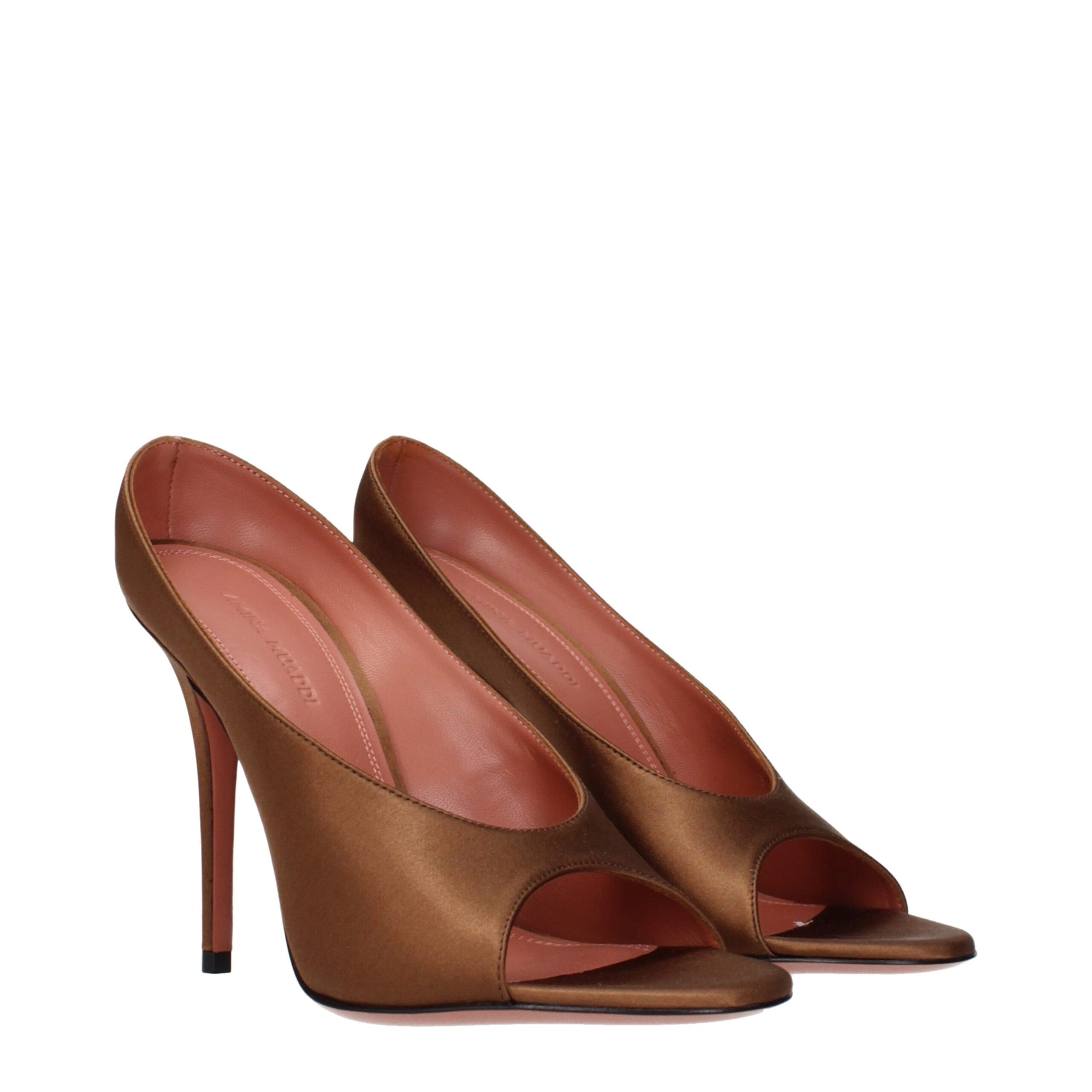 Amina Muaddi Anok Peep Toe Heeled Mule Sandals - Brown