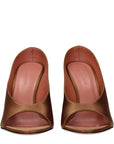 Amina Muaddi Anok Peep Toe Heeled Mule Sandals - Brown