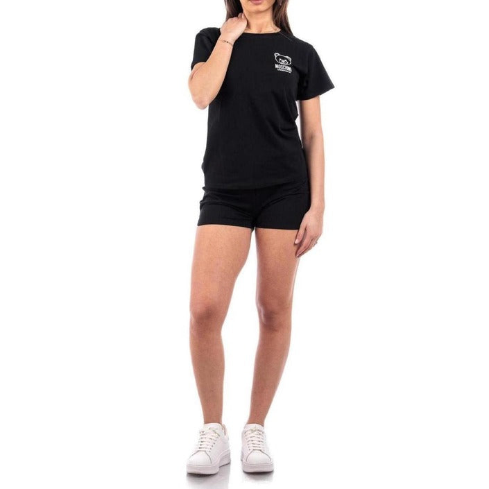 Moschino Logo Cotton-Blend Sleepwear & Loungewear T-Shirt - black 