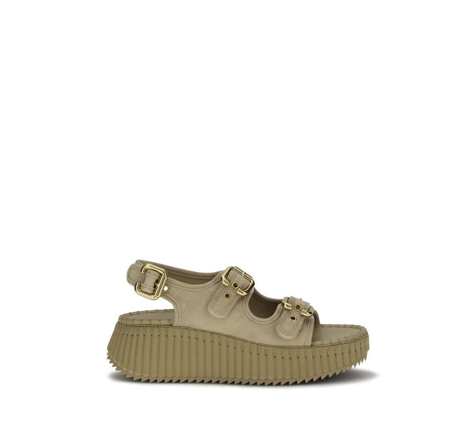 Chloé Nama Leather Platform Sandals