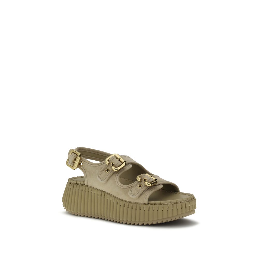 Chloé Nama Leather Platform Sandals
