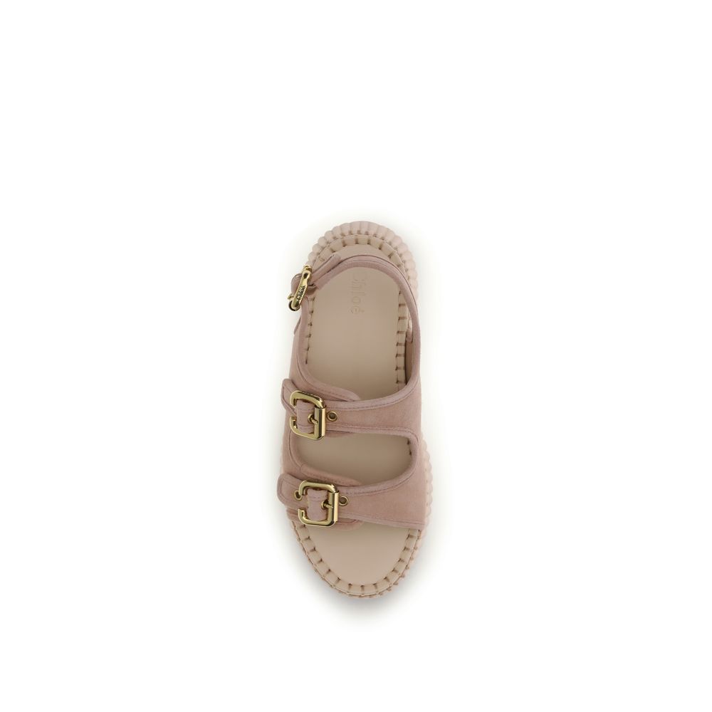 Chloé Nama Wedge Leather Platform Sandals