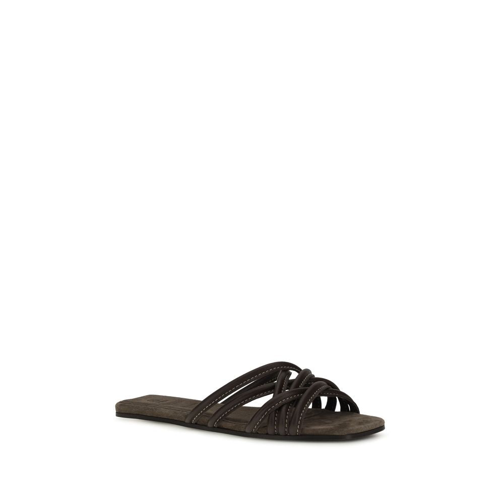 Brunello Cucinelli Leather Flat Sandals