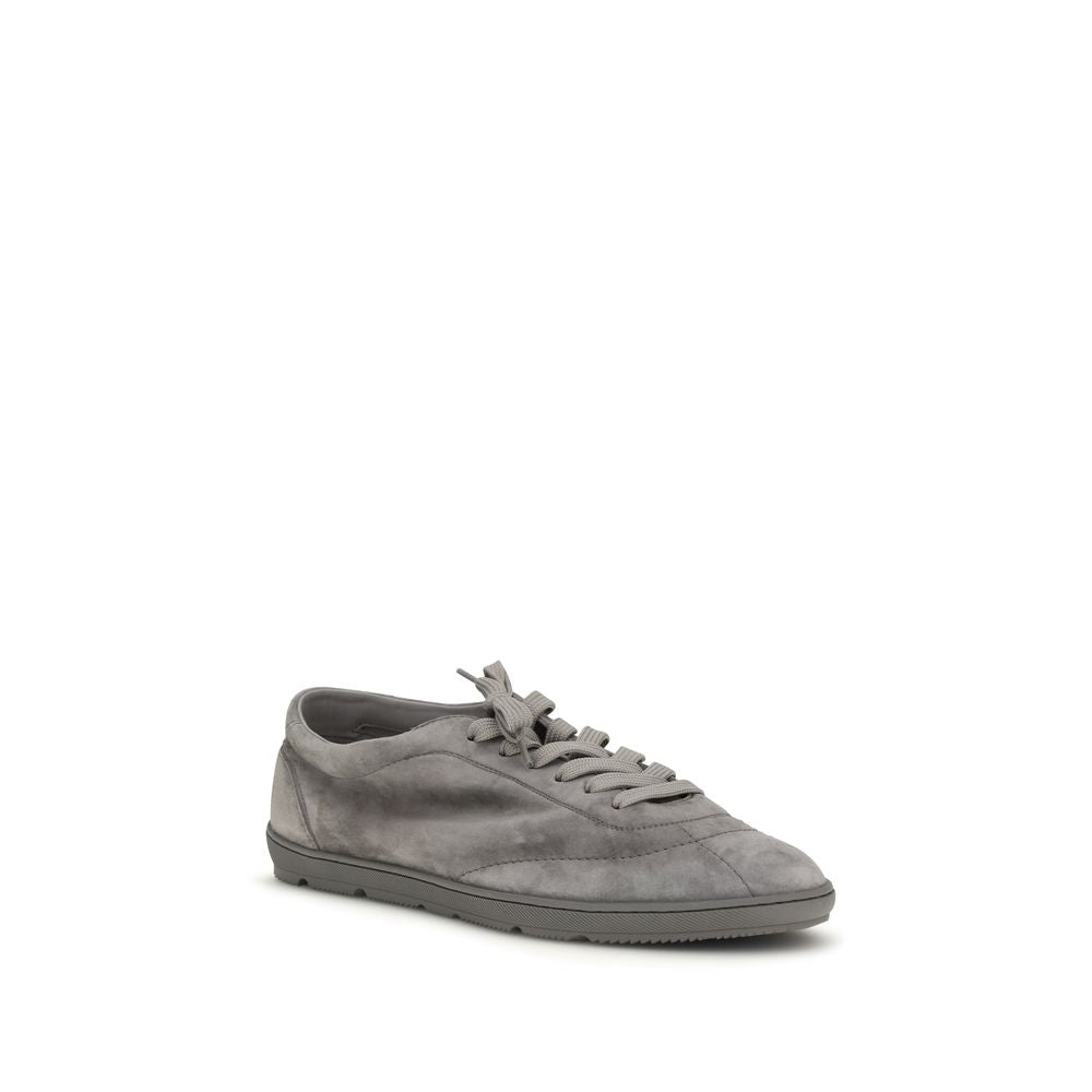 Brunello Cucinelli Slate Gray/Grey Leather Low Top Sneakers