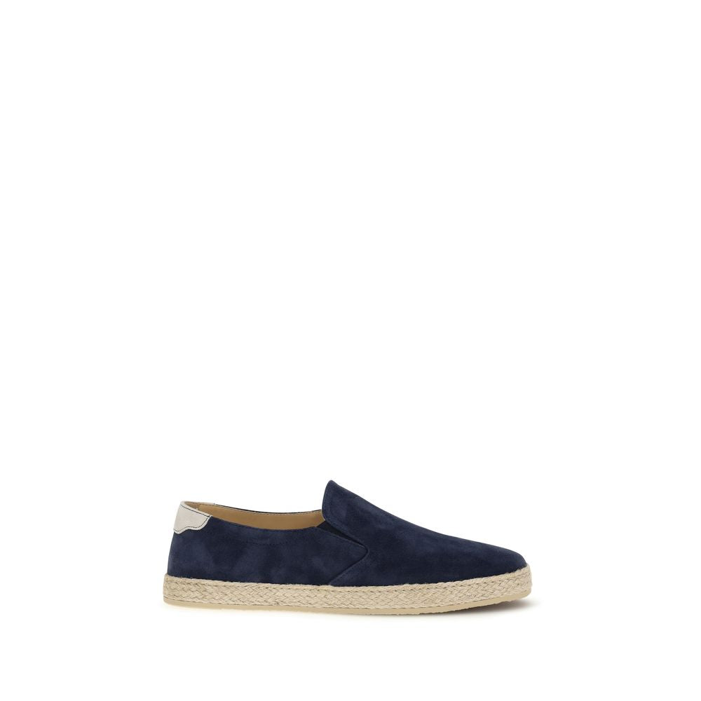 Brunello Cucinelli Deep Blue Suede Leather Espadrilles