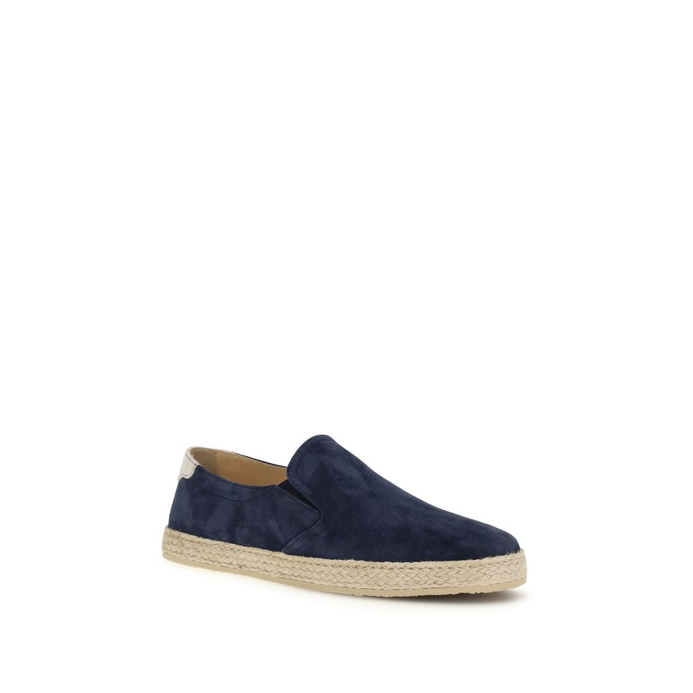 Brunello Cucinelli Deep Blue Suede Leather Espadrilles