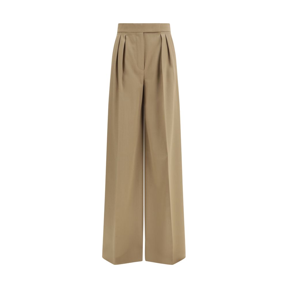 Max Mara Quorum Virgin Wool Wide Leg Pants - Beige