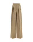 Max Mara Quorum Virgin Wool Wide Leg Pants - Beige