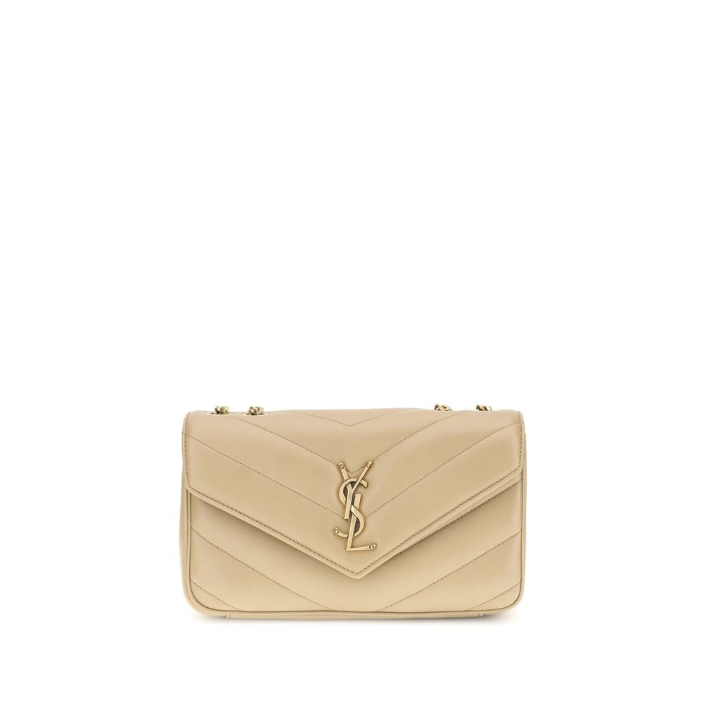 Saint Laurent Loulou Small Matelassé Shoulder Bag - Beige