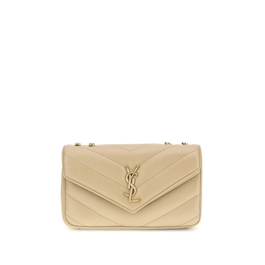 Saint Laurent Loulou Small Matelassé Shoulder Bag - Beige