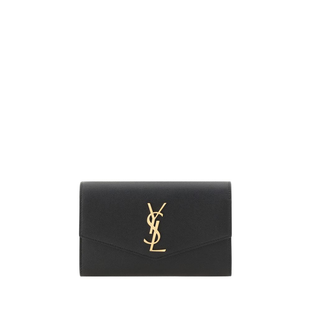 Saint Laurent Black Leather Chain Strap Wallet