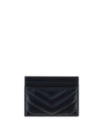 Saint Laurent Leather Matelassé Card Holder - Black