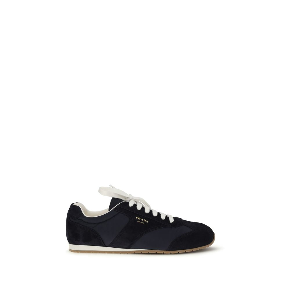 Prada Deep Blue Suede Leather Low Top Sneakers