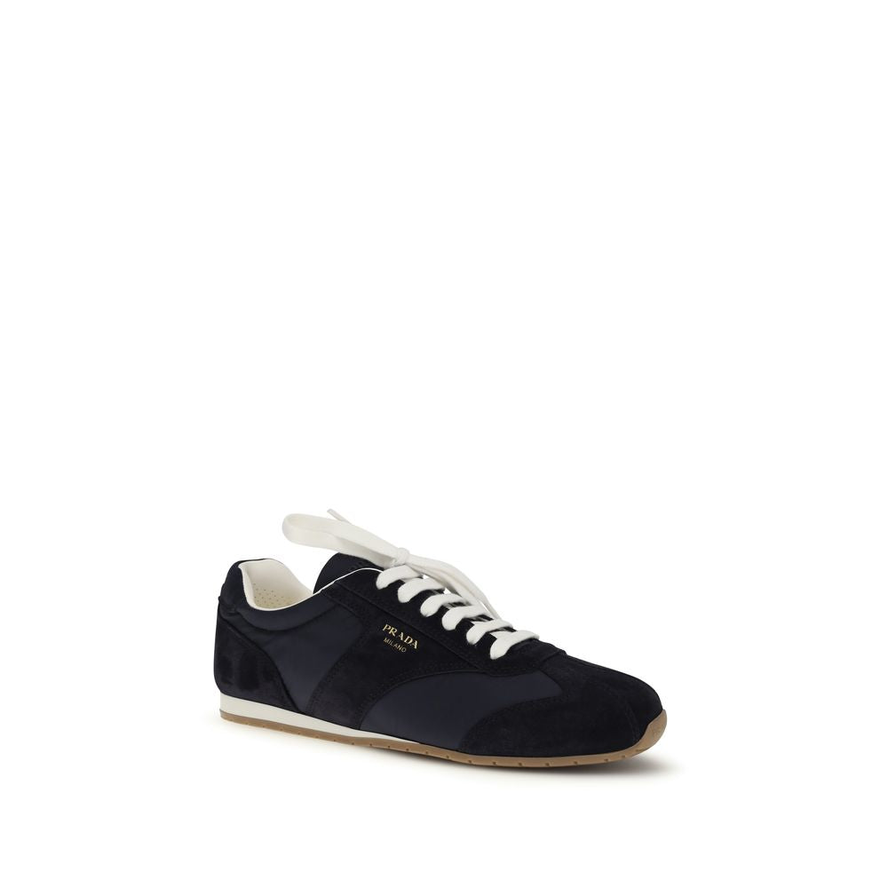 Prada Deep Blue Suede Leather Low Top Sneakers
