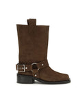Ganni Suede Leather Biker Ankle Boots - Brown