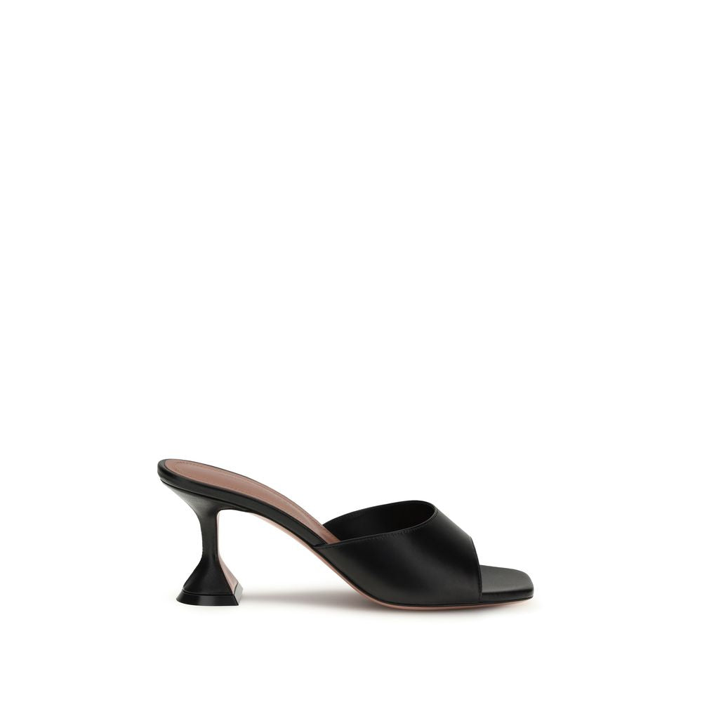 Amina Muaddi Lupita Leather Mule Sandals - Black