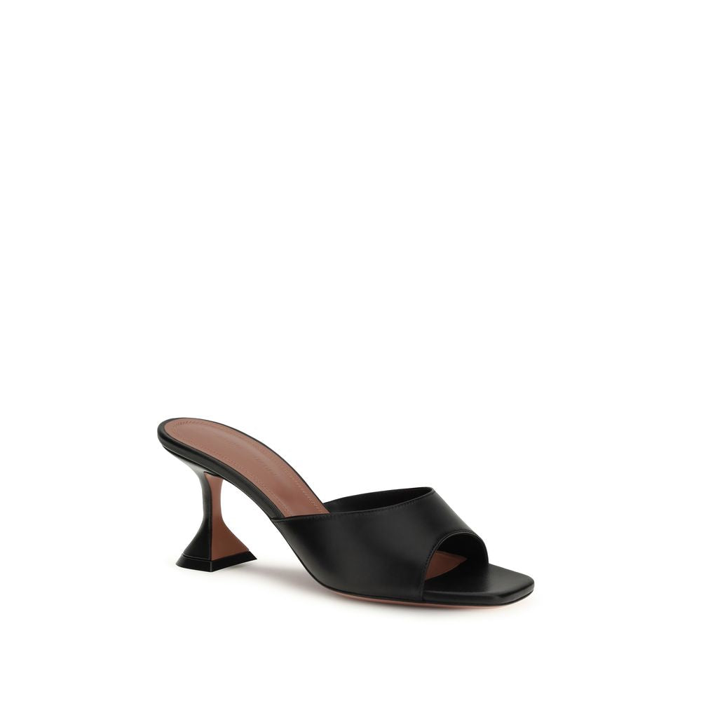 Amina Muaddi Lupita Leather Mule Sandals - Black