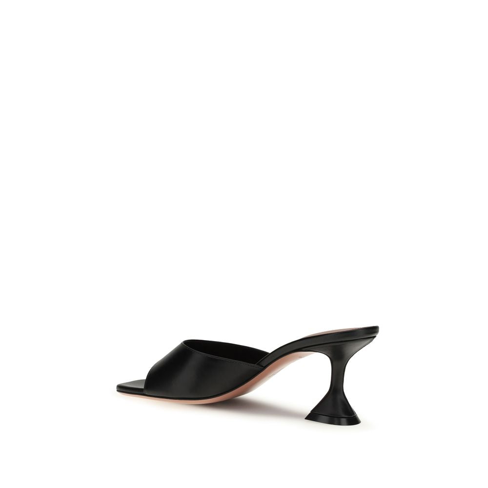 Amina Muaddi Lupita Leather Mule Sandals - Black