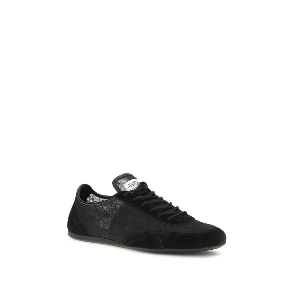 Jimmy Choo Black Sunny Floral Lace Low Top Sneakers