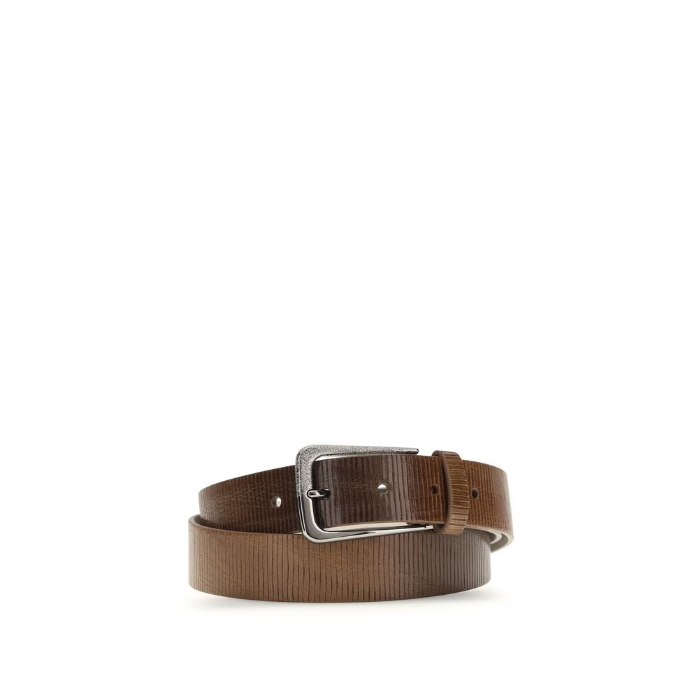 Brunello Cucinelli Leather Square Buckle Belt