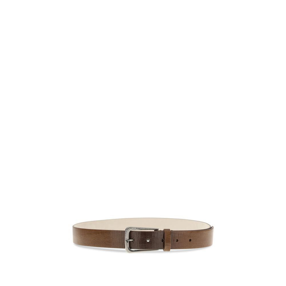 Brunello Cucinelli Leather Square Buckle Belt