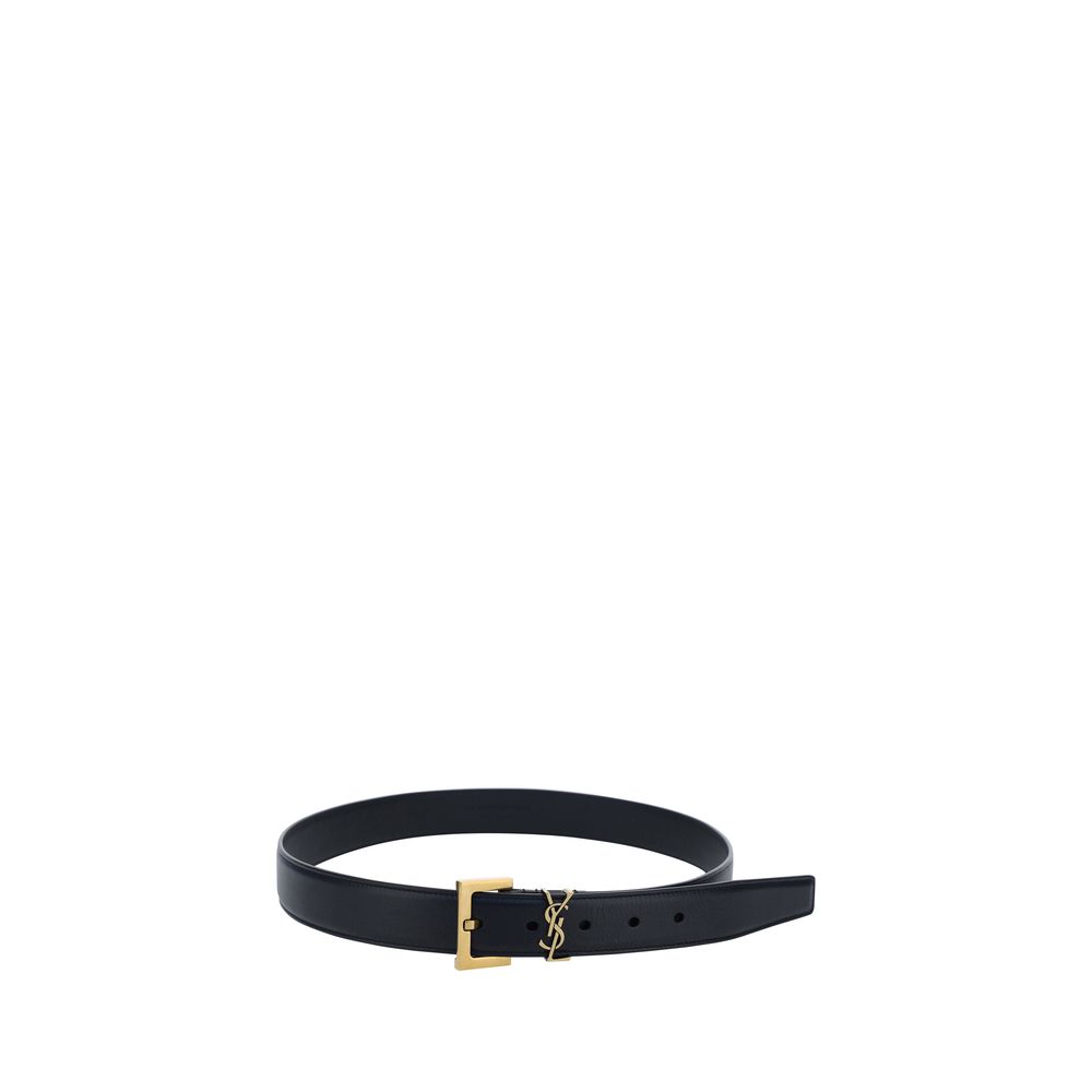Saint Laurent Cassandre Waist Leather Belt - Black