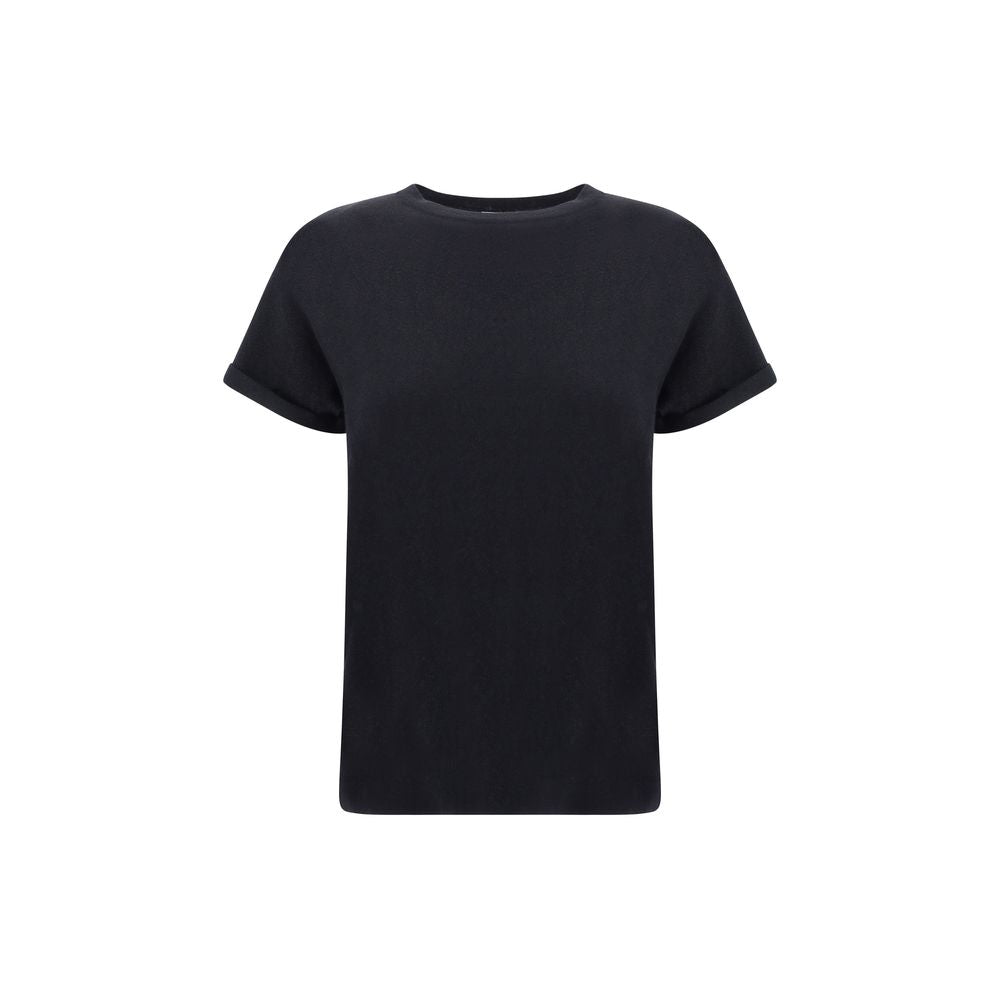 Brunello Cucinelli Black Cashmere-Silk T-Shirt