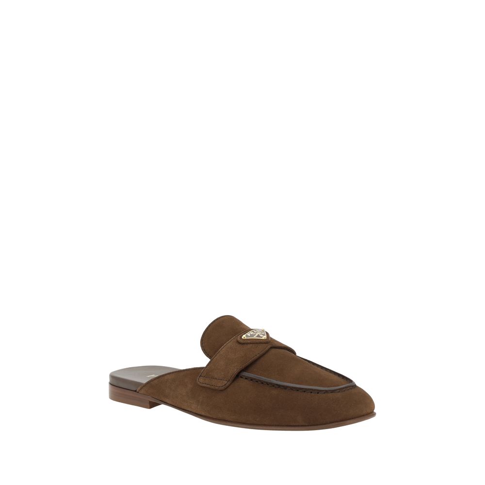 Prada Brown Suede Leather Mules