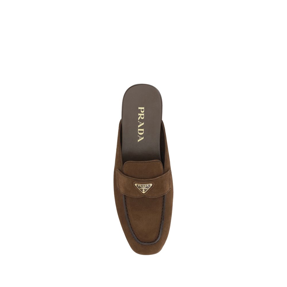 Prada Brown Suede Leather Mules
