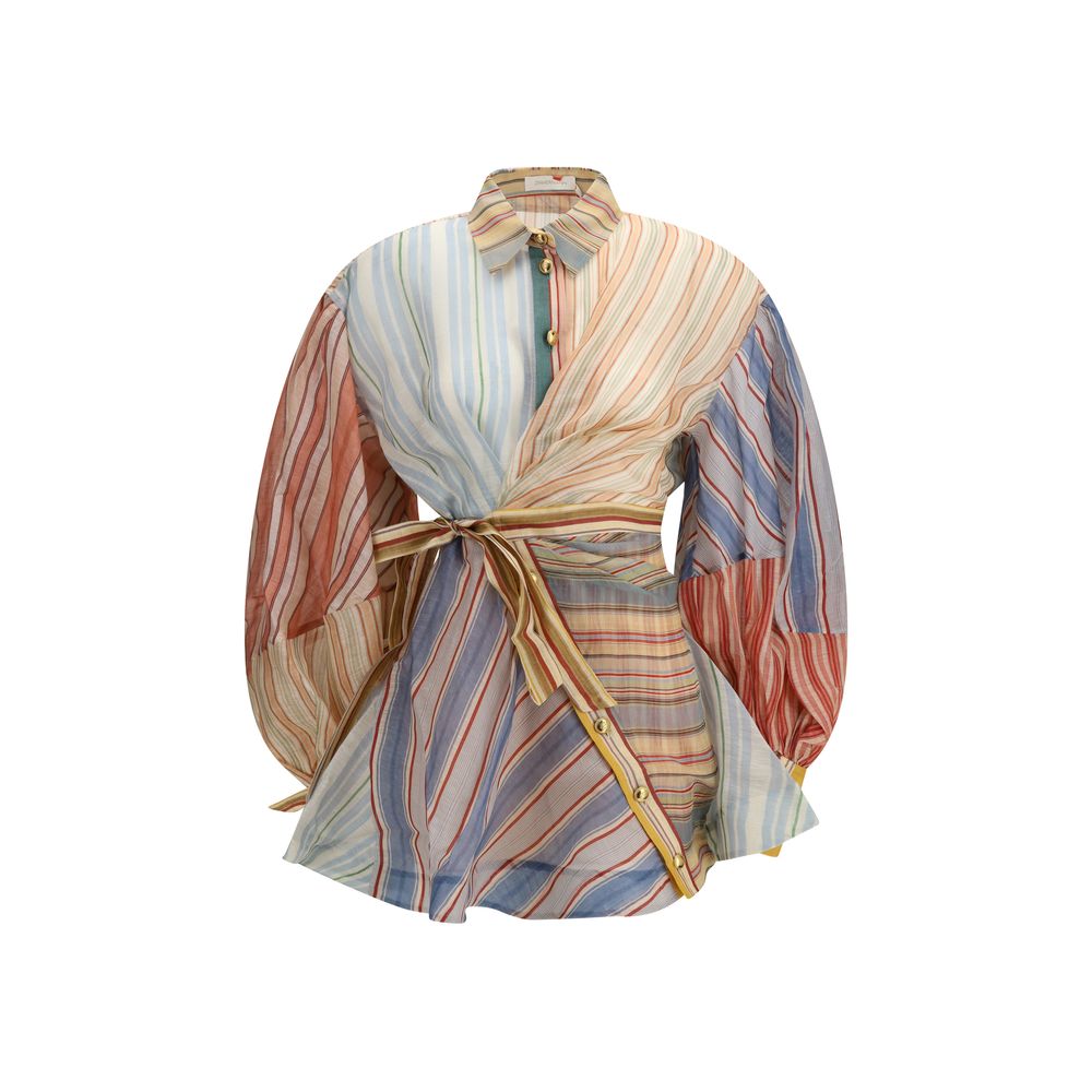 Zimmermann Rebellion Striped Linen-Silk Mini Dress