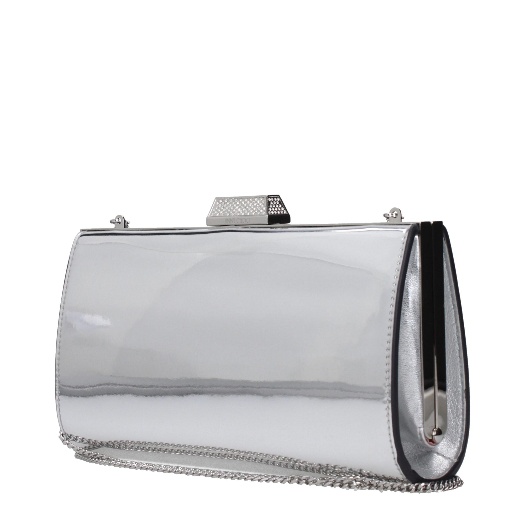 Jimmy Choo Zahra Leather Clutch Bag - Silver