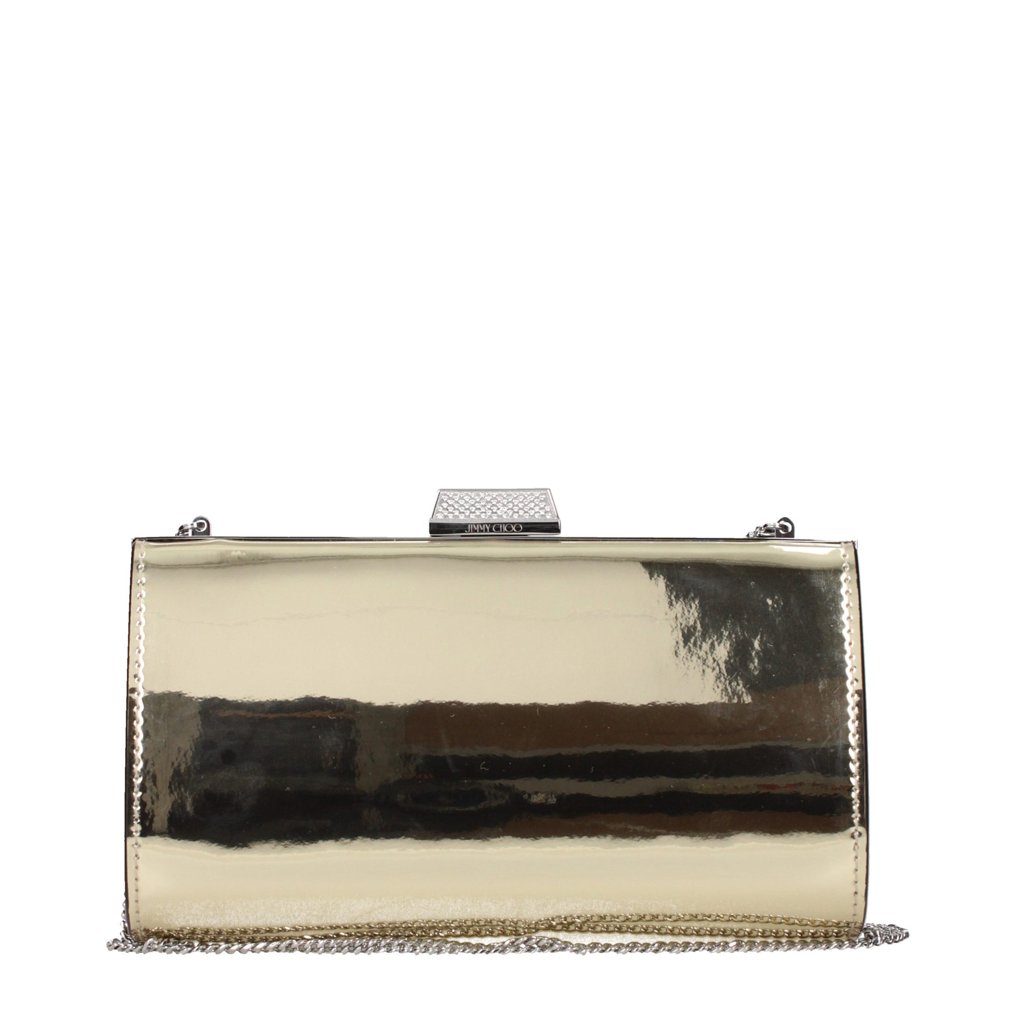 Jimmy Choo Zahra Gold Leather Clutch Bag