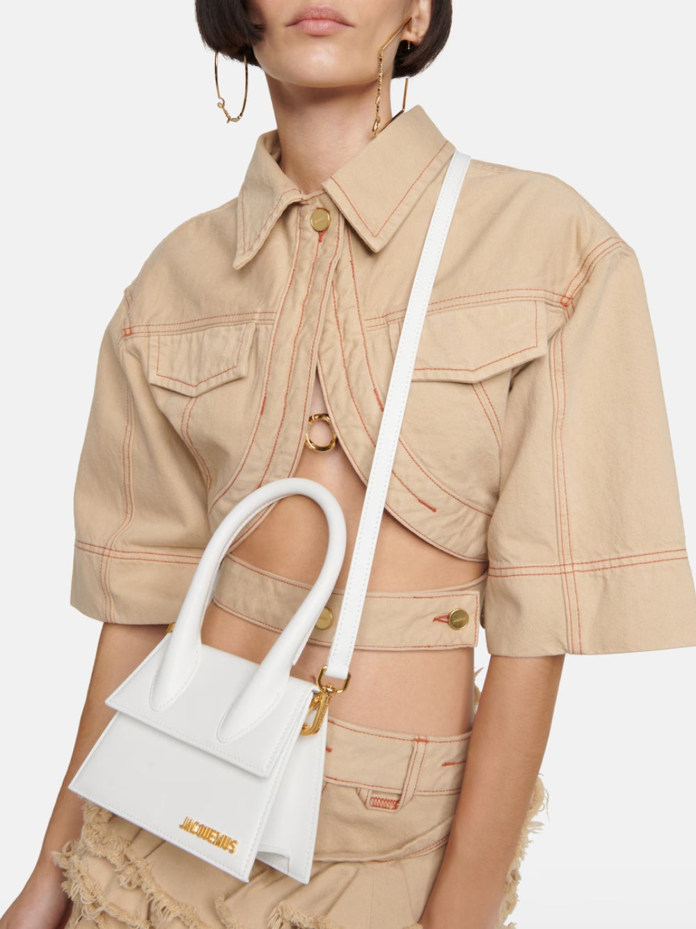 Jacquemus Le Chiquito Moyen White Leather Handbag