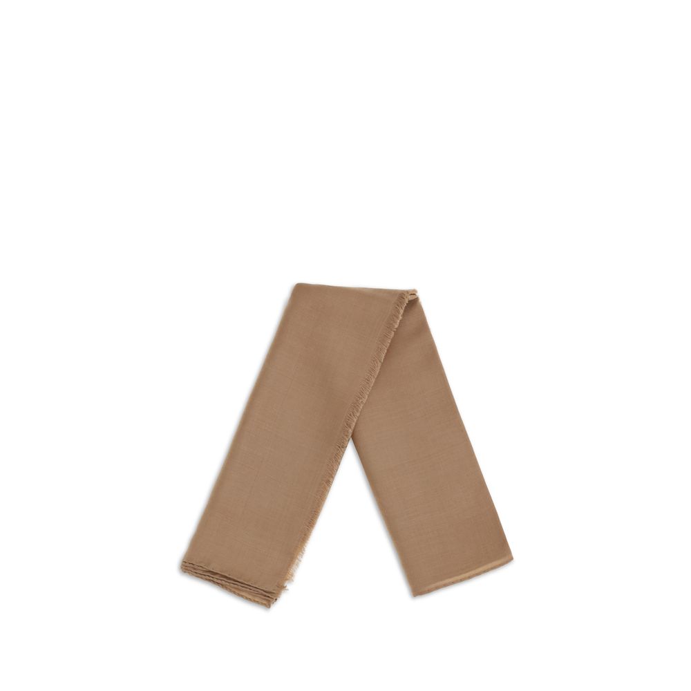 Max Mara Warm Beige Wool-Silk Scarf