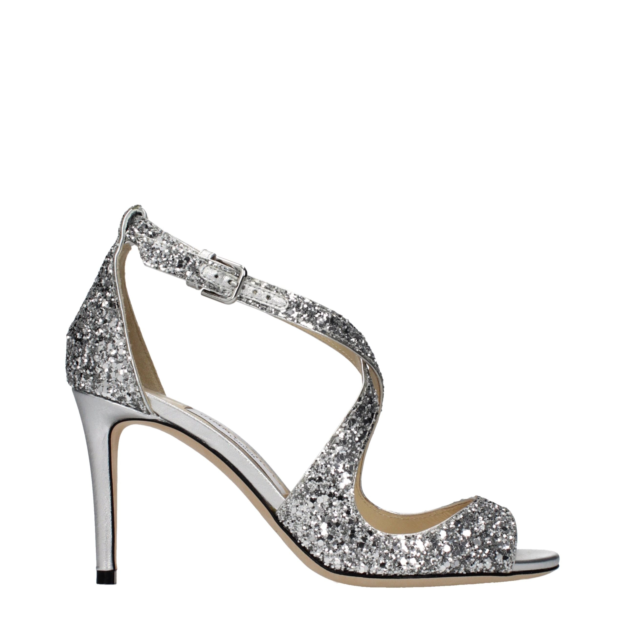 Jimmy Choo Emily 85 Glitter Stiletto Heels Silver – Runway Door
