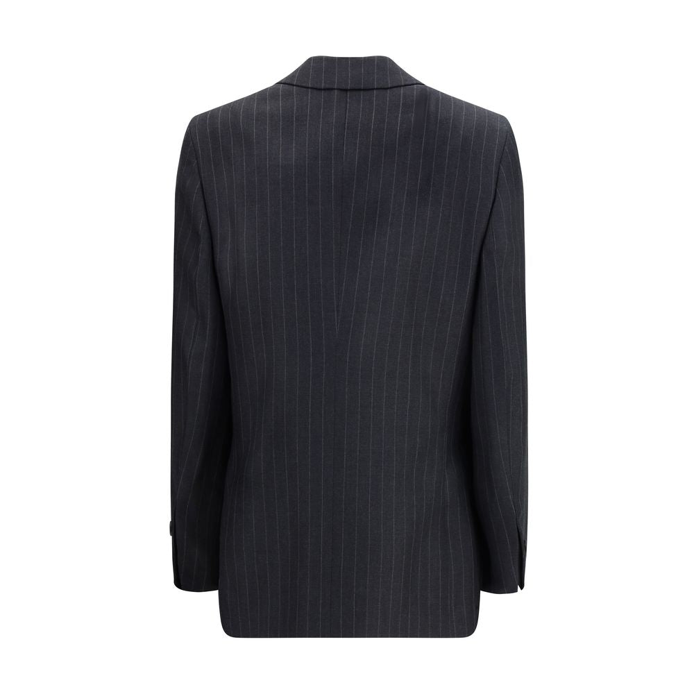 Ferragamo Pinstripe Virgin Wool Blazer - Gray/Grey