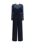 P.A.R.O.S.H. Cady Chiffon Palazzo Pants Jumpsuit - Blue