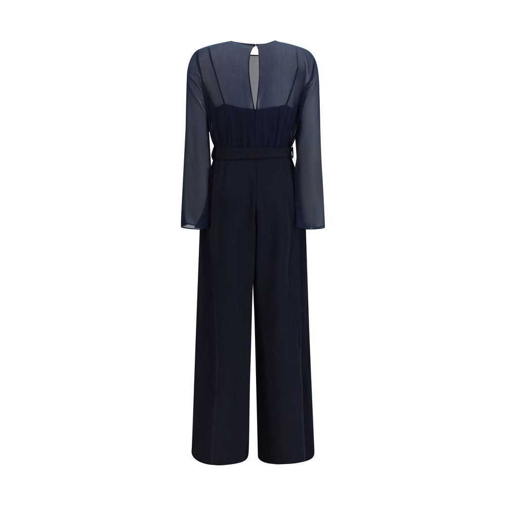 P.A.R.O.S.H. Cady Chiffon Palazzo Pants Jumpsuit - Blue