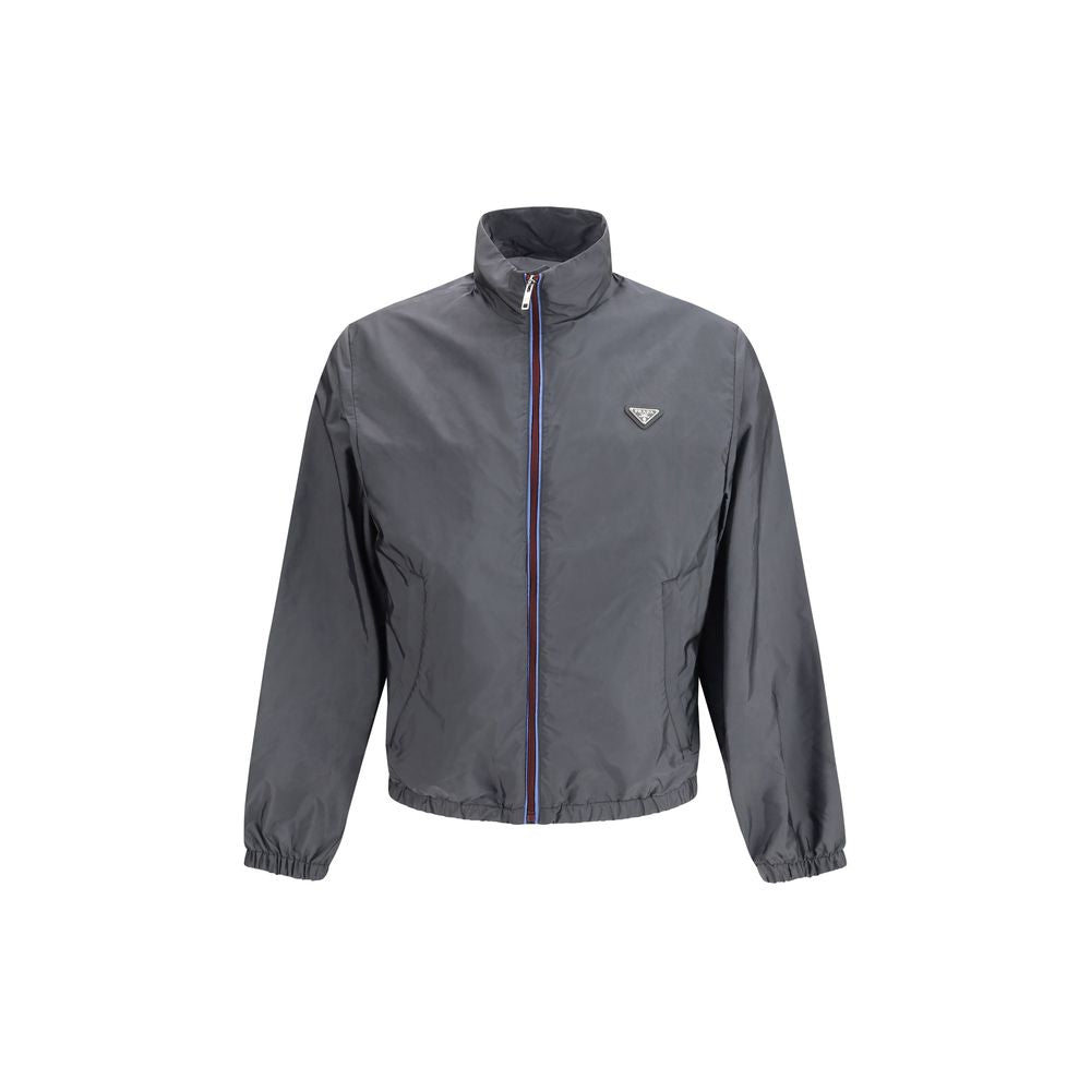 Prada Gray/Grey Re-Nylon High Collar Jacket