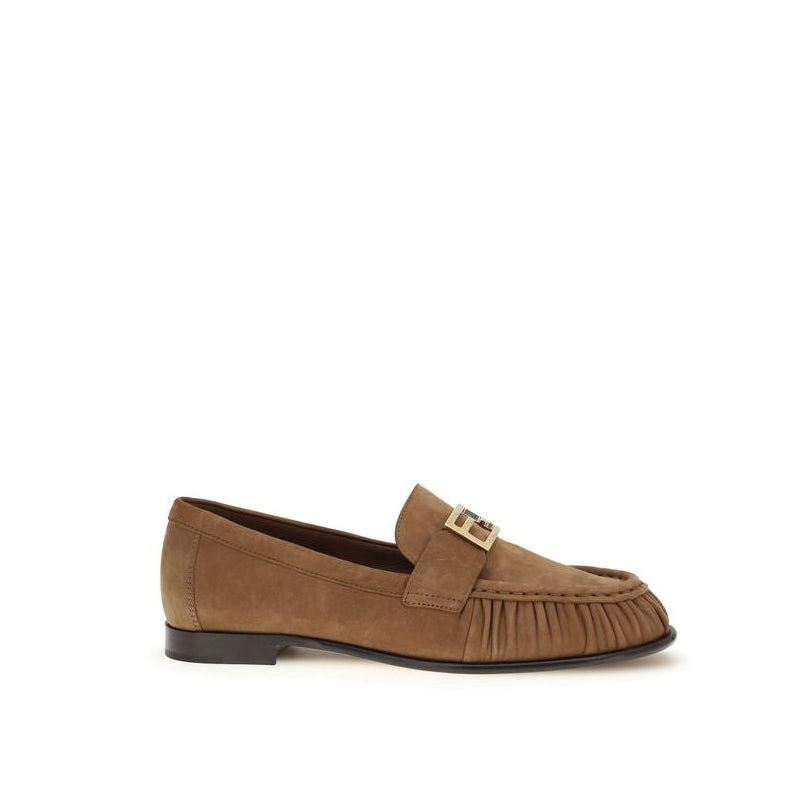 Fendi Brown Suede Leather Loafers - Tan