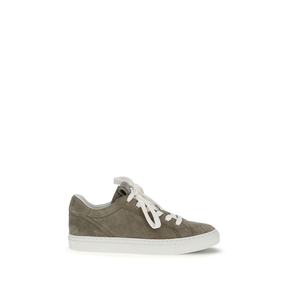 Brunello Cucinelli Gray/Grey Suede Low Top Sneakers