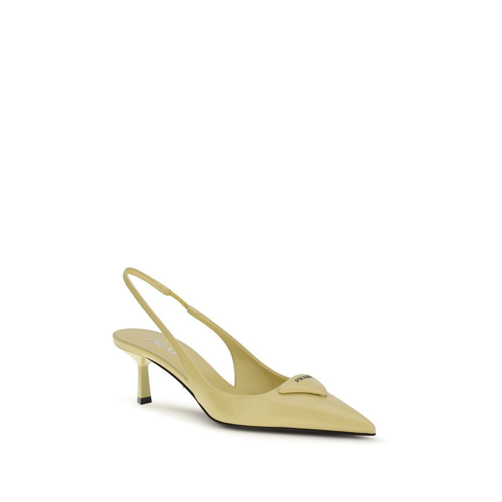 Prada Leather High Heel Slingback Pumps