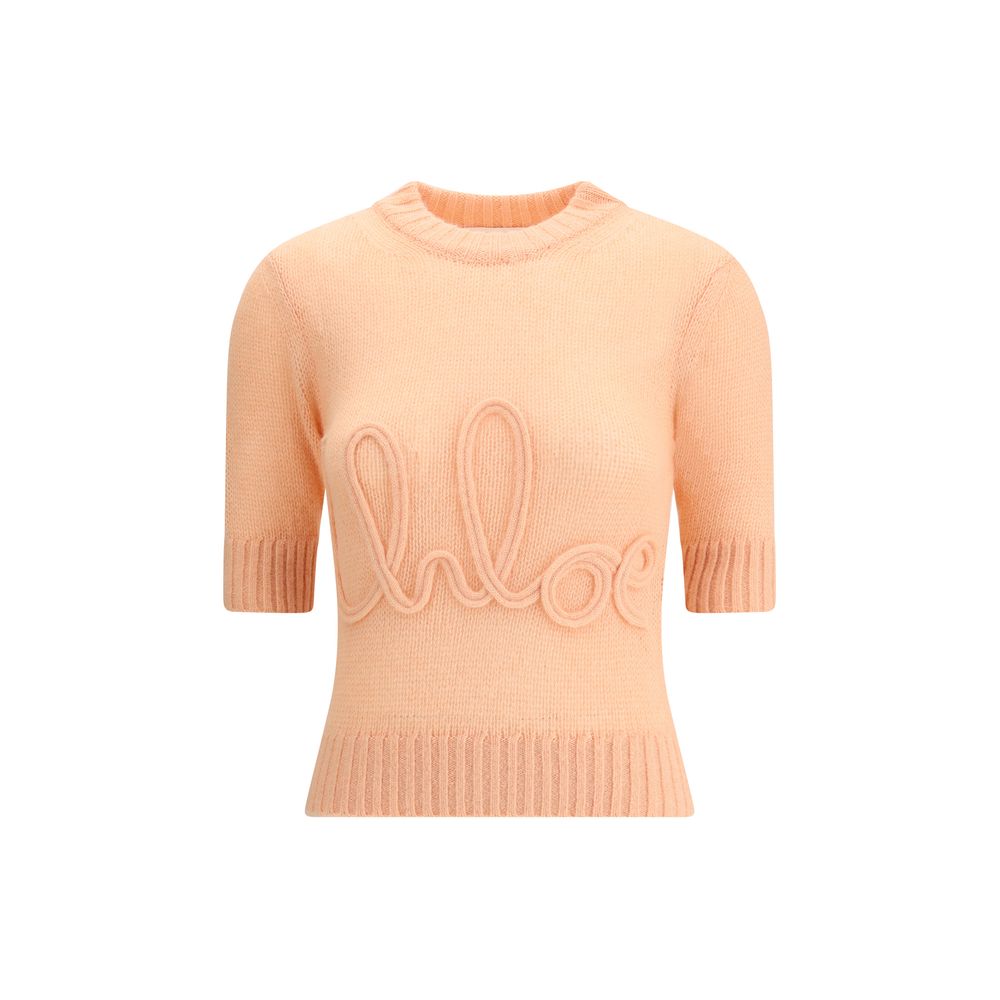Chloé Peach Alpaca Vicugna Pacos Knit Top