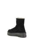 The Row Suede Leather Platform Boots - Black