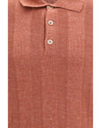 Brunello Cucinelli Burnt Orange Linen Knit Polo Shirt