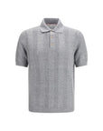 Brunello Cucinelli Gray/Grey Linen Knit Polo Shirt