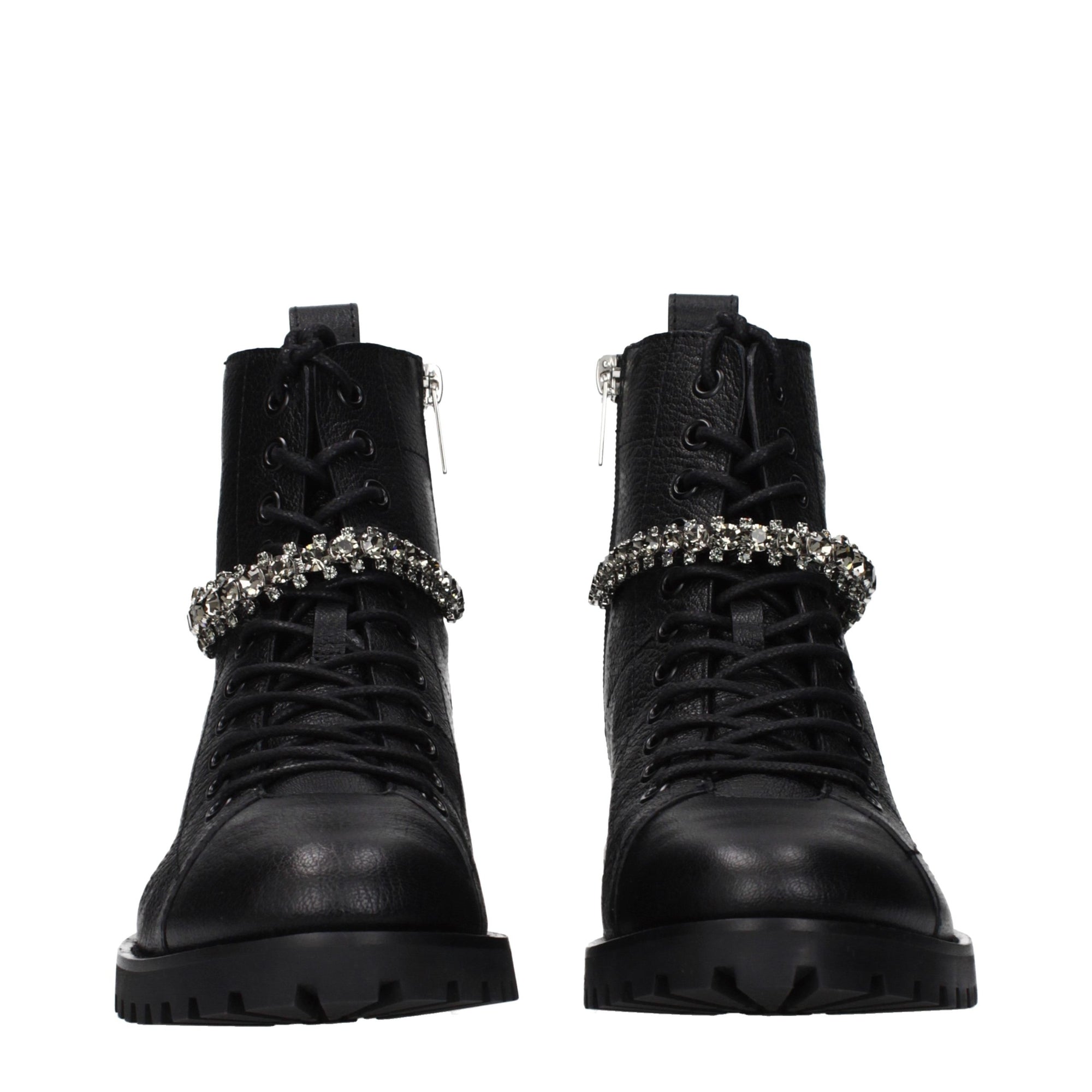 Jimmy Choo Cruz Black Leather Combat Ankle Boots