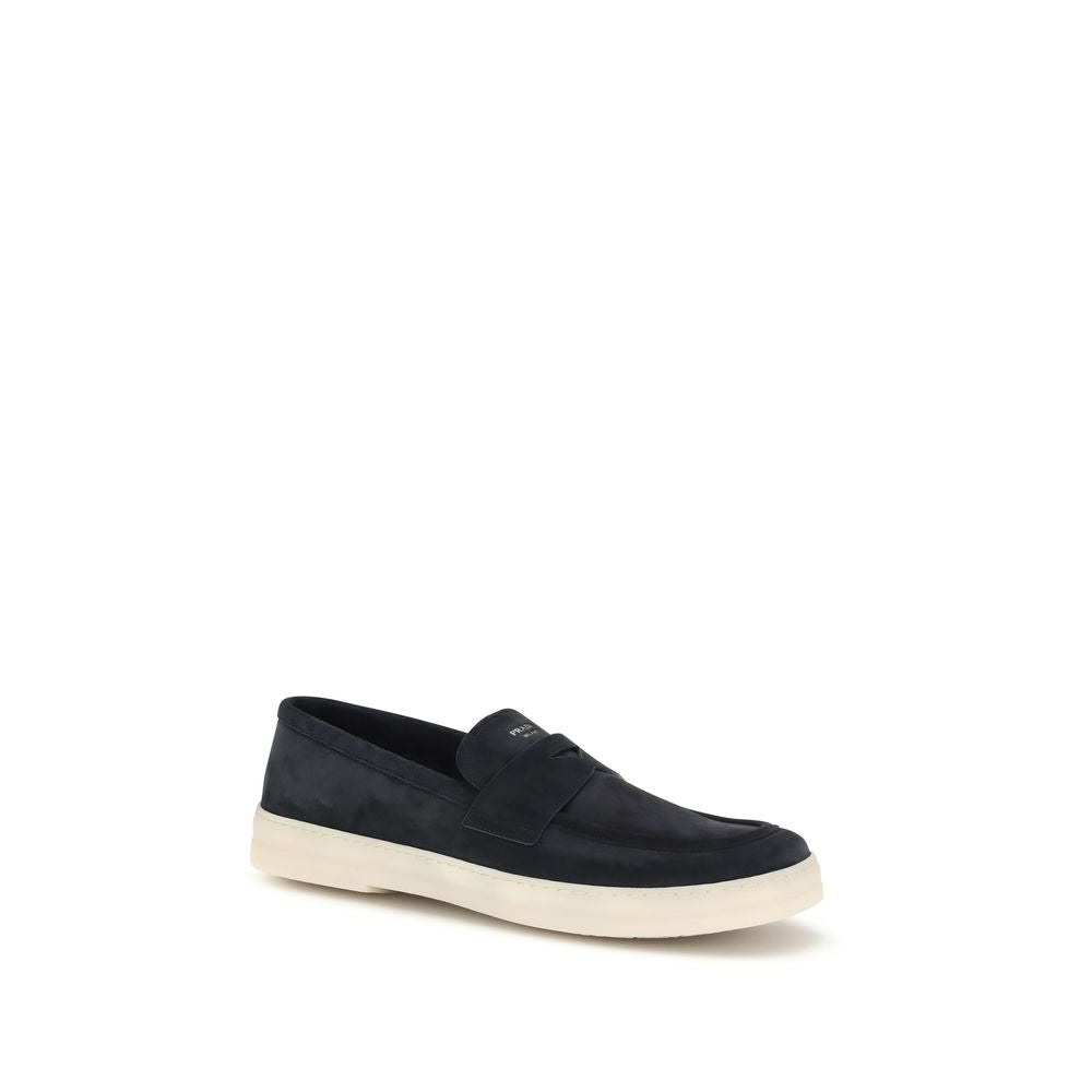 Prada Deep Blue Suede Leather Loafers