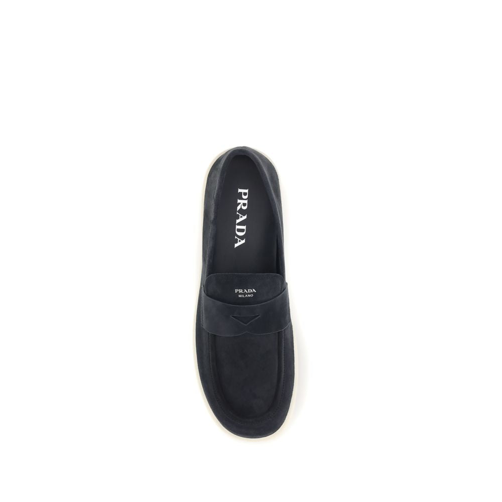 Prada Deep Blue Suede Leather Loafers