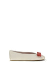 Ferragamo Vara Bow White Leather Ballet Flats
